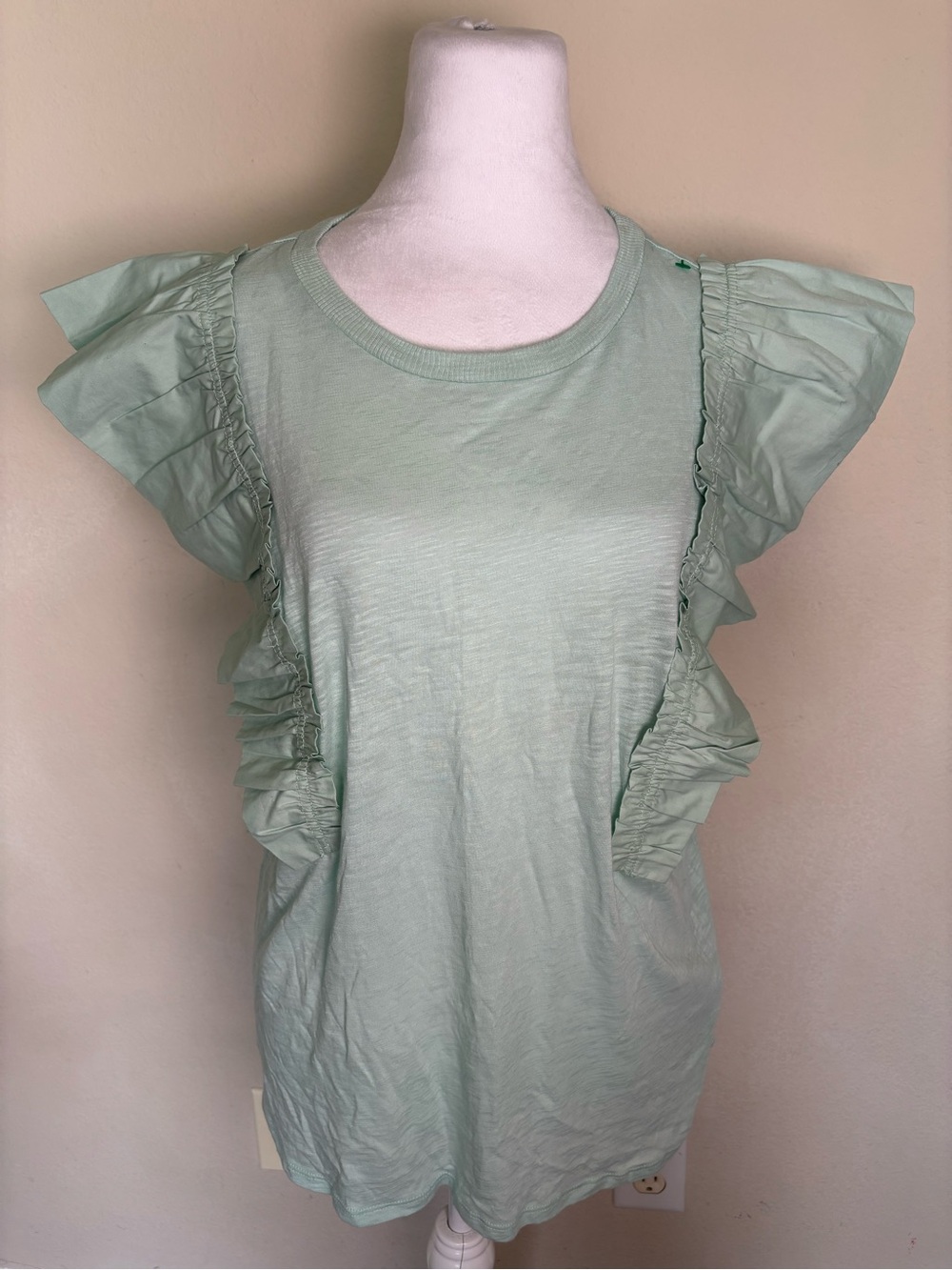Banana Republic Women’s Cotton Slub Ruffle Tank Light Green NWT